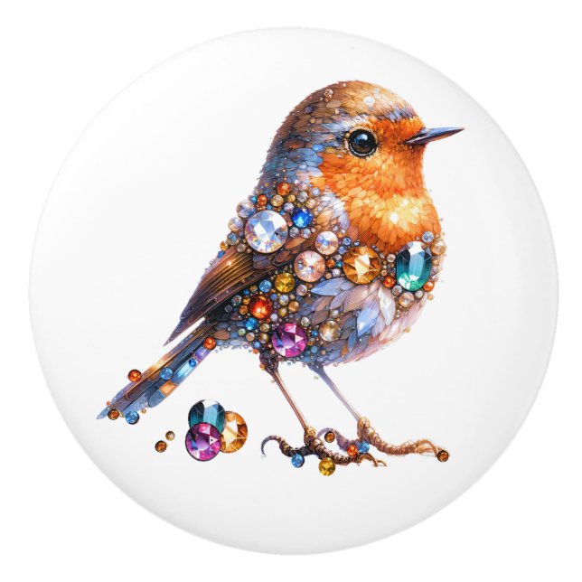 Bouton De Porte En Céramique Thème Bling Birds (Devant)