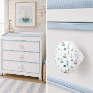Bouton De Porte En Céramique Thème Nautique Aquarelle