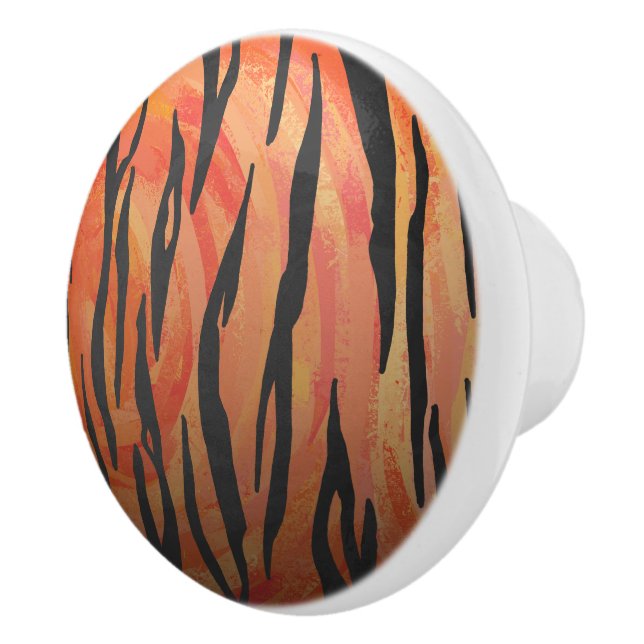 Bouton De Porte En Céramique Tiger chaud orange et noir (Droite)