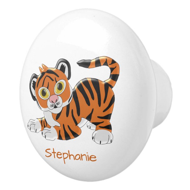 Bouton De Porte En Céramique Tiger Design Personalised (Droite)