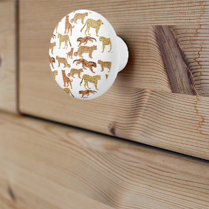 Bouton De Porte En Céramique Tigre, Cheetah et Leopard