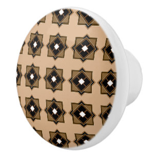 Bouton De Porte En Céramique Tirage en céramique Brown et noir