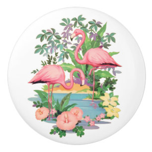 Bouton De Porte En Céramique Tiroir de Flamants roses roses ou bouton en