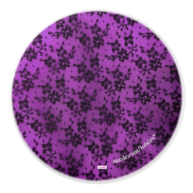 Bouton De Porte En Céramique Tiroir en céramique violette (Devant)