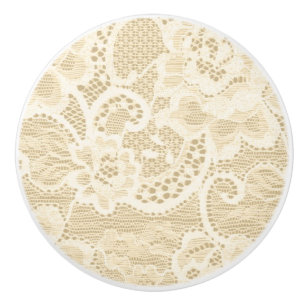 Bouton De Porte En Céramique Tiroir en dentelle de crème pour lingerie florale 