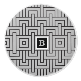 Bouton De Porte En Céramique Tiroir Monogramme Abstrait noir