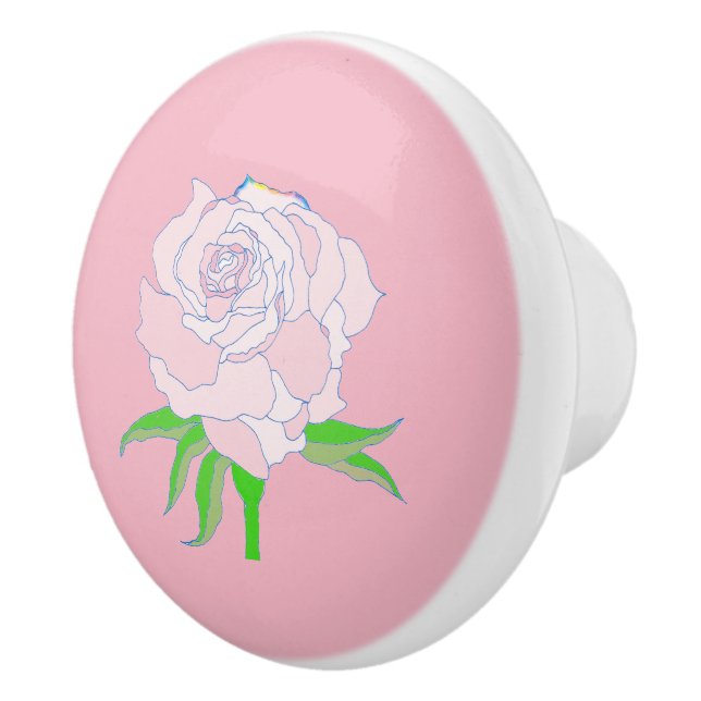 Bouton De Porte En Céramique Tiroir - Rose Blossom (Droite)