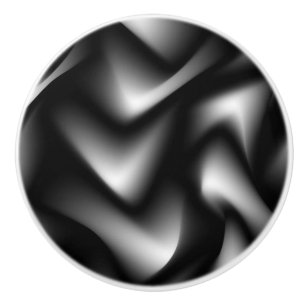 Bouton De Porte En Céramique Tissage Abstrait en noir et blanc