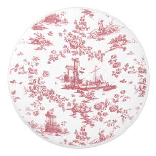 Bouton De Porte En Céramique Toile vintage Florale de Jouy-Pink