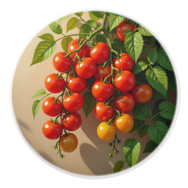 Bouton De Porte En Céramique Tomato Plant Gardening Themed Summer Vibes (Devant)