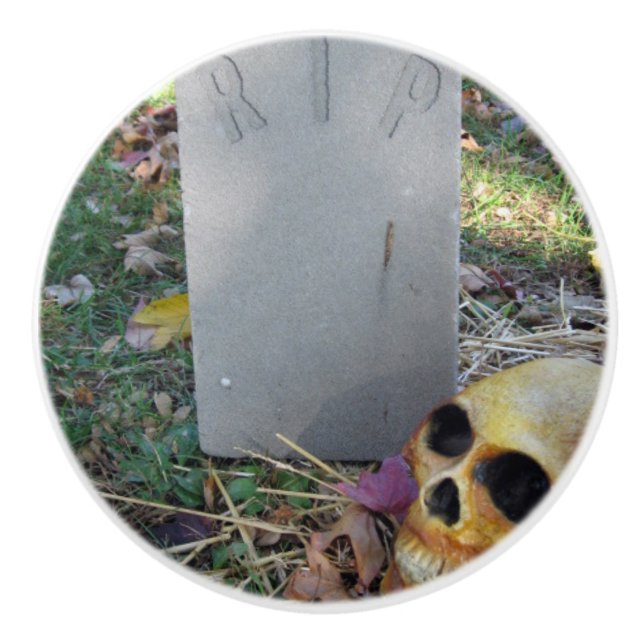 Bouton De Porte En Céramique Tombstone & Skull (Devant)