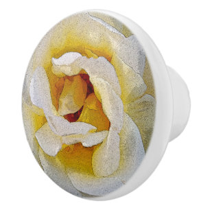 Bouton De Porte En Céramique tons blanc à jaune