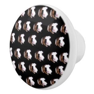 Bouton De Porte En Céramique Tortoiseshell Guinea Pigs Ceramic Door Knob.
