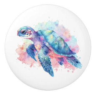 Bouton De Porte En Céramique Tortue de mer