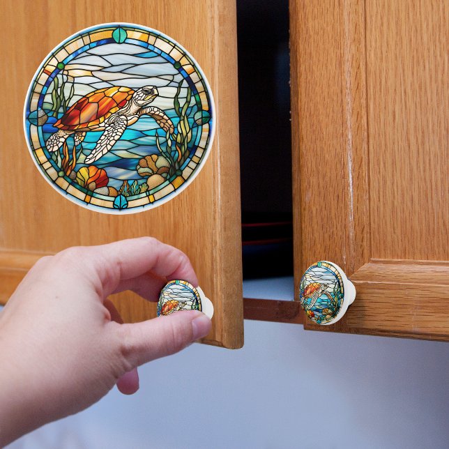 Bouton De Porte En Céramique Tortue de mer Faux Verre (Créateur téléchargé)