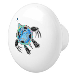 Bouton De Porte En Céramique Tortue marine peinte