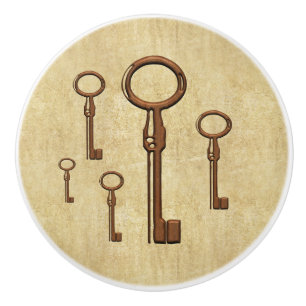Bouton De Porte En Céramique Touche clé squelette cuivre