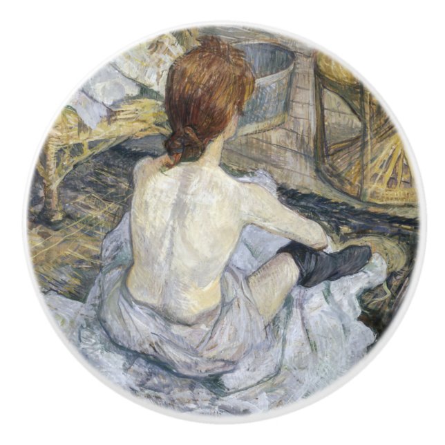 Bouton De Porte En Céramique Toulouse-Lautrec - Rousse / Toilettes (Devant)