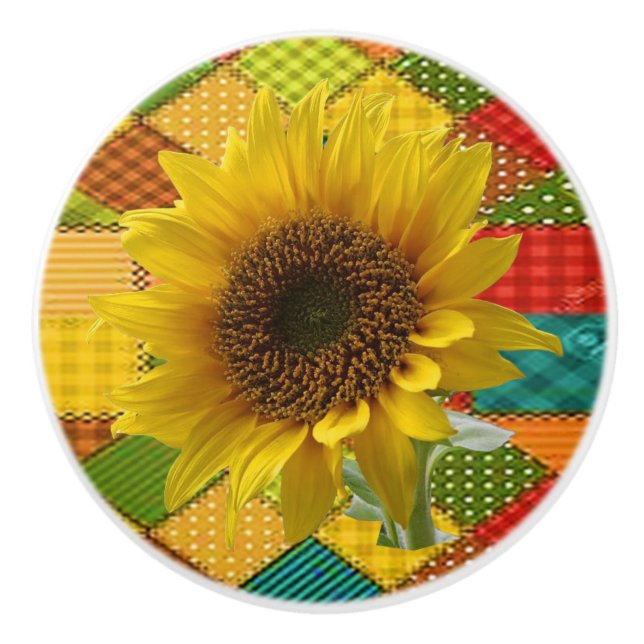 Bouton De Porte En Céramique Tournesol (Devant)