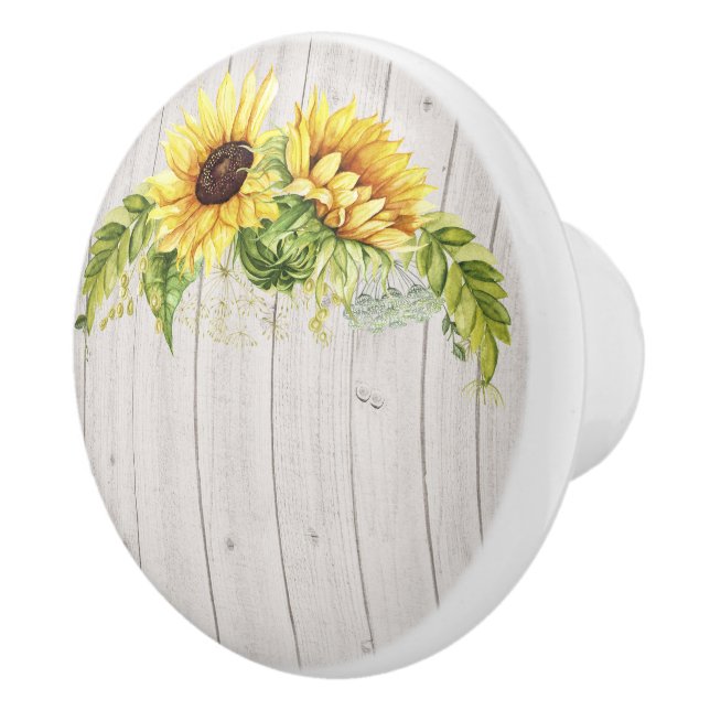 Bouton De Porte En Céramique Tournesols rustiques (Droite)