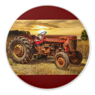 Bouton De Porte En Céramique Traceur de la ferme rouge