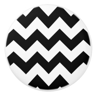 Bouton De Porte En Céramique Traction noire et blanche de tiroir de Chevron