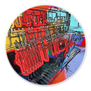 BOUTON DE PORTE EN CÉRAMIQUE TRAIN STATIONS