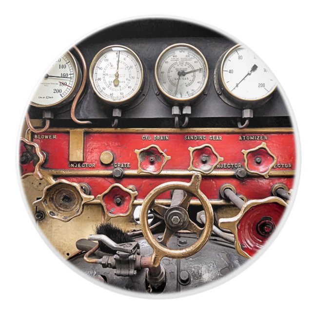 BOUTON DE PORTE EN CÉRAMIQUE TRAINS À VAPEUR (Devant)
