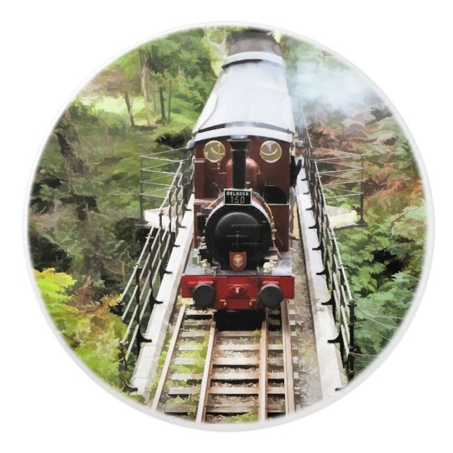 BOUTON DE PORTE EN CÉRAMIQUE TRAINS À VAPEUR (Devant)