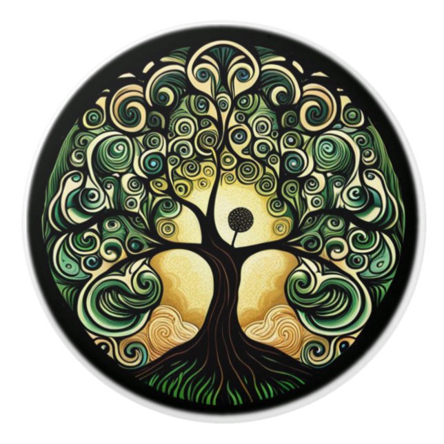 Bouton De Porte En Céramique Tree of Life (Devant)