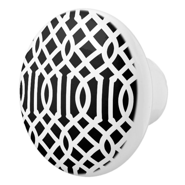 Bouton De Porte En Céramique Trellis noir et blanc (Droite)