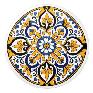 Bouton De Porte En Céramique Tres de carreaux Talavera