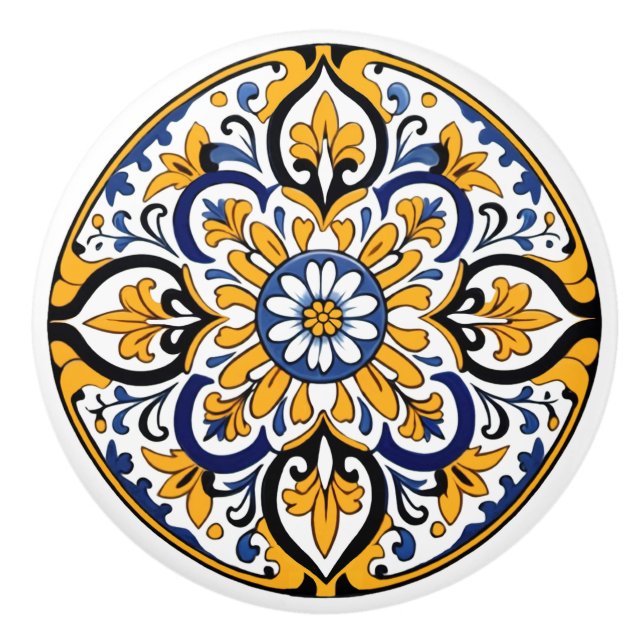 Bouton De Porte En Céramique Tres de carreaux Talavera (Devant)