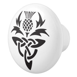 Bouton De Porte En Céramique Tribal écossais celtique de chardon
