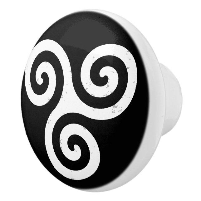 BOUTON DE PORTE EN CÉRAMIQUE TRISKELION TRIPLE CELTIQUE SPIRAL (Droite)