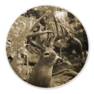 Bouton De Porte En Céramique Trophée Deer
