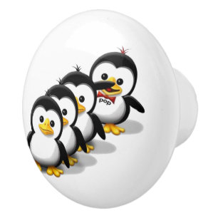 Bouton De Porte En Céramique Troupeau des pingouins