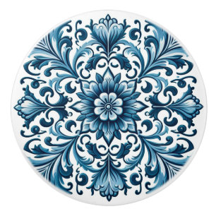 Bouton De Porte En Céramique Tuile bleue portugaise