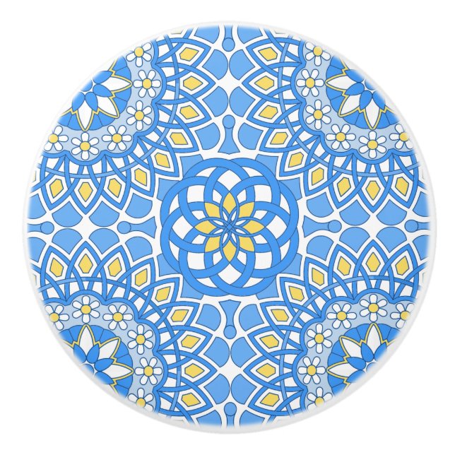 Bouton De Porte En Céramique Tuile bleue portugaise (Devant)