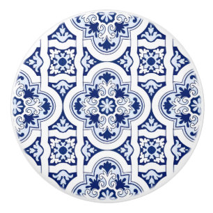 Bouton De Porte En Céramique Tuile bleue portugaise