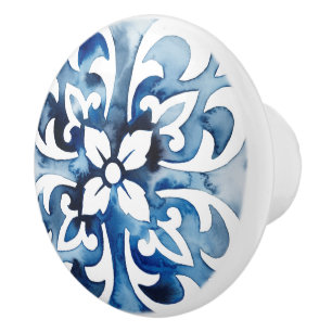 Bouton De Porte En Céramique Tuile II de cobalt