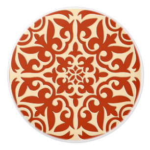 Bouton De Porte En Céramique Tuile marocaine - orange et pêche de corail