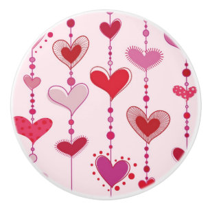 Bouton De Porte En Céramique Tuiles de coeur