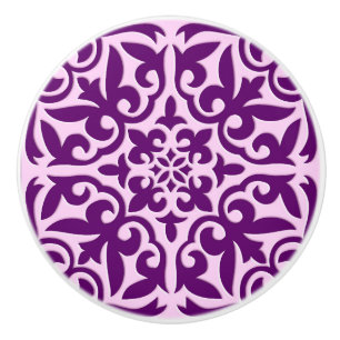Bouton De Porte En Céramique Tuiles marocaines - violet et orchidée