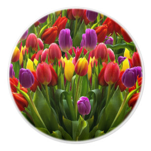 Bouton De Porte En Céramique Tulipes lumineuses