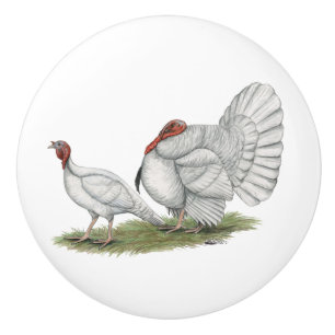 Bouton De Porte En Céramique Turkeys White Holland
