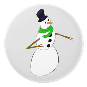 Bouton De Porte En Céramique un bonhomme de neige