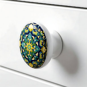 Bouton De Porte En Céramique 💛💚💙 Un chef-d'œuvre unique d'azulejo