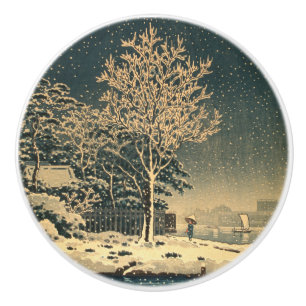 Bouton De Porte En Céramique Une journée d'hiver sur la rivière Sumida au Japon