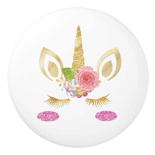 Bouton De Porte En Céramique Unicorne (Devant)